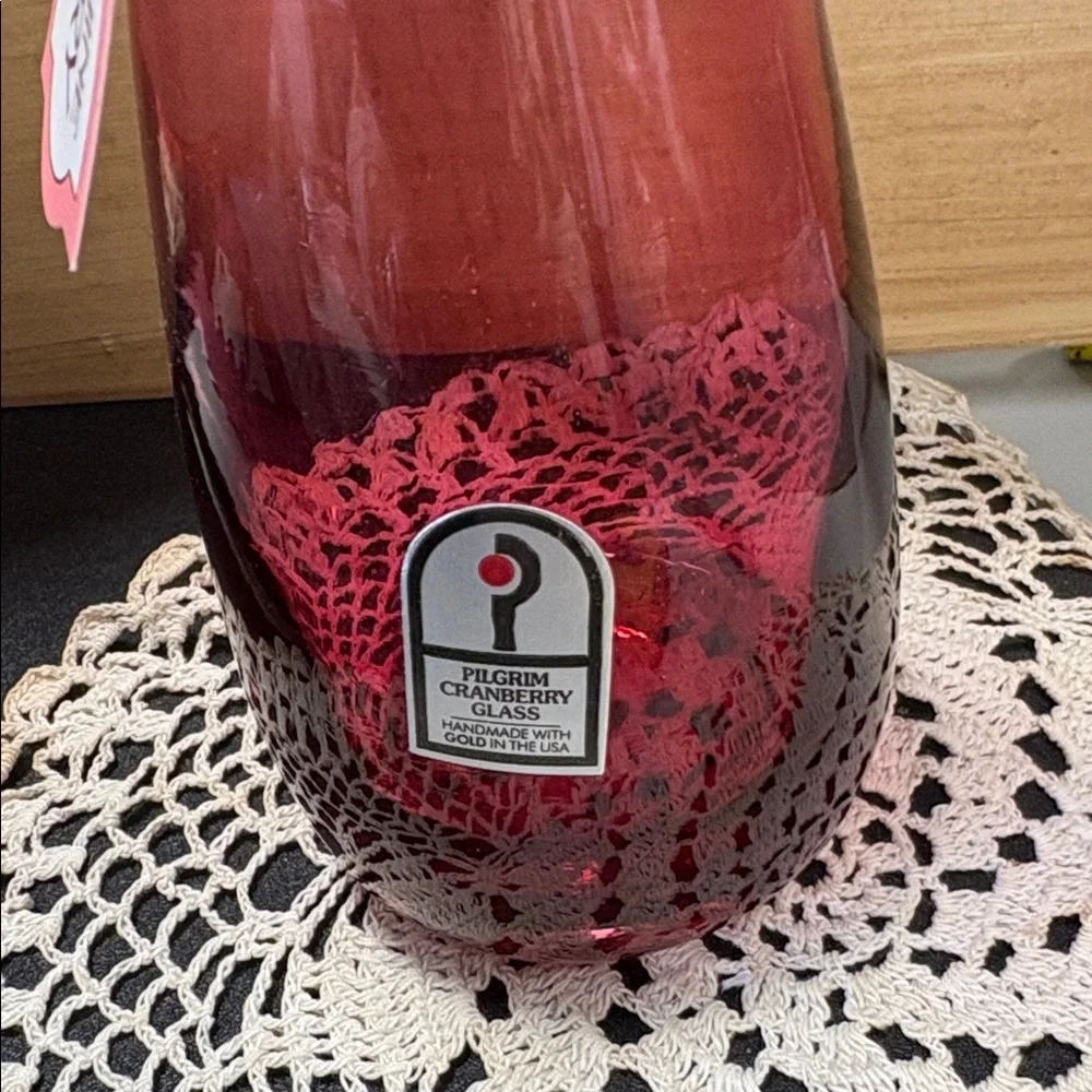 Elegant Vintage Cranberry Glass Vase by pilgrim